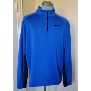 Nike‎ Men's Blue Pullover Sweater Polyester Quarter Zip Therma-Fit Size XL